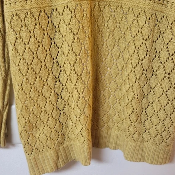 Marled Mustard Yellow Open-Front Knit Cardigan - Picture 9 of 12